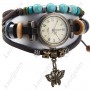 Frauen Damen Armband Quarz Uhr Schmetterling Perlen NEU Geschenk Hingucker