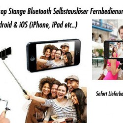 Selfie Teleskop Stange Bluetooth Selbstauslöser Fernbedienung iPhone iOS Android