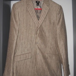 H&M Blazer - 100% Leinen - hellbraun-beige gestreift - Gr.48 - 1