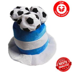 Fussball Fan Hut Zylinder aus Plüsch in Blau & Weiss