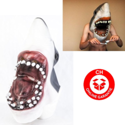 Mit der Weissen Hai Maske Jaws kannst du dich jetzt höchspersönlich als Killerhai verkleiden und an Halloween z.B unliebsamen Partygästen den Kopf abbeissen.