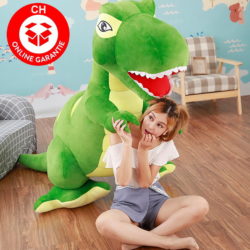 Beeindruckende 210 cm gross, mit grossem Kopf und offenem Maul zeigt der Dinosaurier ganz deutlich, wer im Kinderzimmer das Sagen hat!
