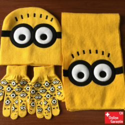 Das Minions Fan Set für Kinder besteht aus: Mütze - Schal - Handschuhe