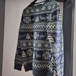 Pullover mit Winter-Motiven - schwarz-grau - Gr.M