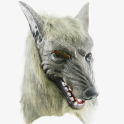 Diese Wolf Überkopf-Maske mit Fell ist einfach über den Kopf zu ziehen - fertig