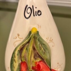 Keramik Oelflasche mit Motiv