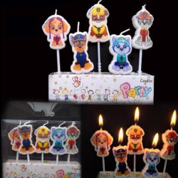 Süsses PAW Patrol Kerzenset mit 5 beliebten Figuren – ideal für Kindergeburtstage. Perfekt als Kuchen-Deko oder Party-Highlight.